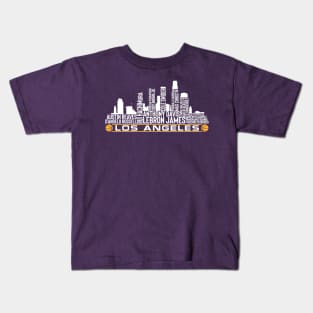 Los Angeles Basketball Team 23 Player Roster, Los Angeles City Skyline Kids T-Shirt